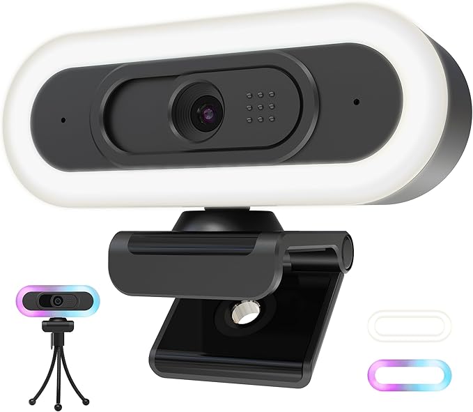 saylas 2K Webcam with Lights, HD Webcam for PC, 2K@60FPS Web cam with Microphone, 65° FOV, Autofocus, Noise Cancellation, Privacy Cover, Web Camera for Computer/Laptop, USB Streaming Computer Camera by SAYLAS