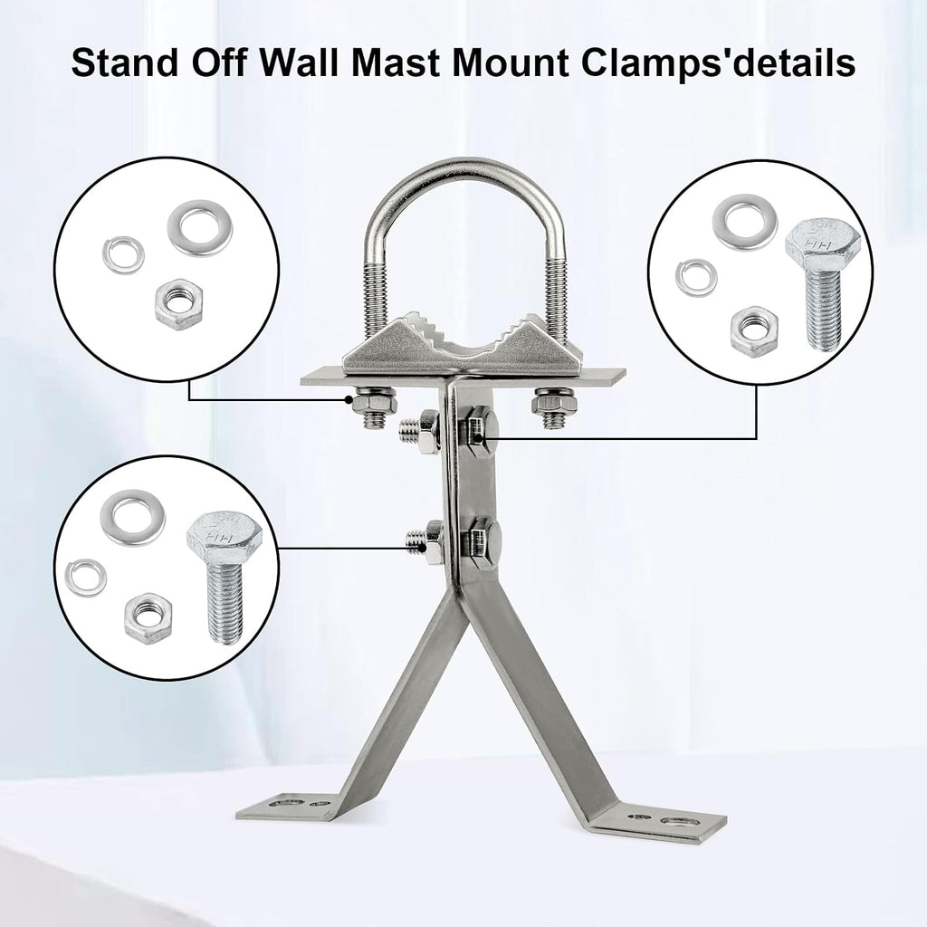 XRDS-RF Antenna Wall Mount 6 Inch Heavy-Duty Stand Off Wall Mast Mount Windproof Mounting Bracket for TV Mast (2-Leg + 2-Leg) - Image 3