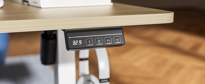 LongKe Electric Standing Desk Adjustable Height, 40x24 Inches Sit Stand up Desktop for Home Office, Ergonomic Rising Computer Table with Memory Preset, Yellow Beams - Image 4