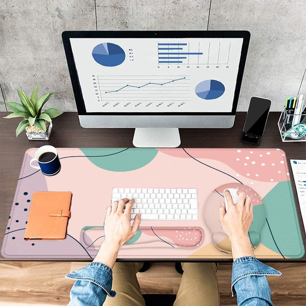Large Desk Mat, Mouse Pad with Wrist Support, Keyboard Wrist Rest Set - Image 7