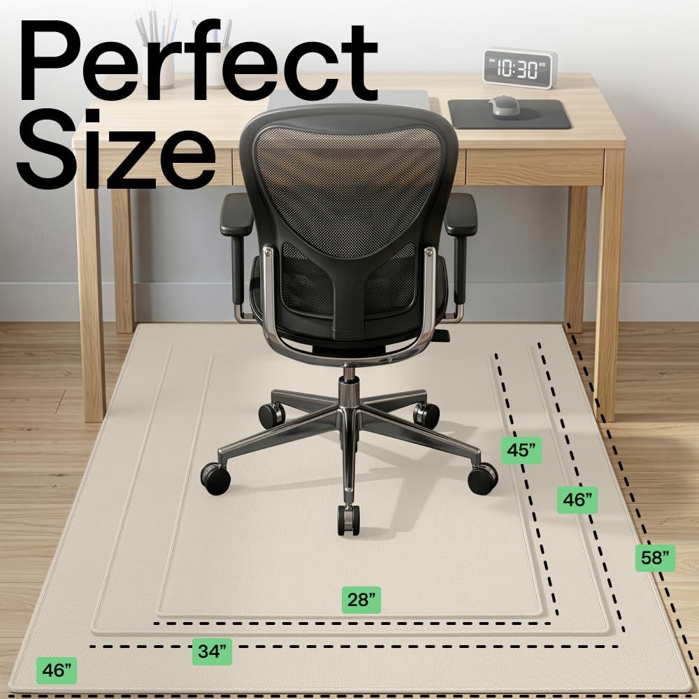 GORILLA GRIP Office Chair Mat for Hard Floors, Under Desk Rug, 58x46 Taupe - Image 9