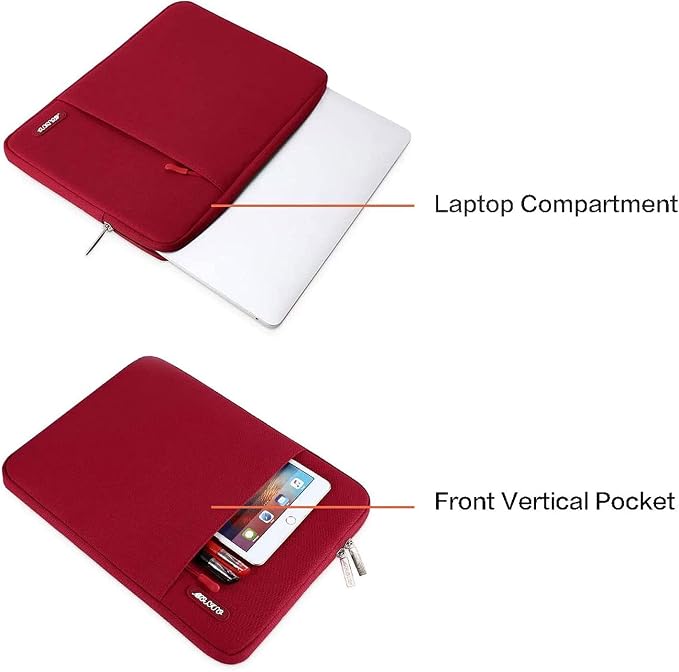 MOSISO Laptop Case 13.3 inch, 13-13.3 inch Laptop Sleeve Bag with Pocket | Compatible with MacBook Air/Pro 13/Pro 14 M5 M4 M3 M2 M1, HP Dell ASUS Lenovo, Polyester Vertical Computer Bag, Red - Image 4