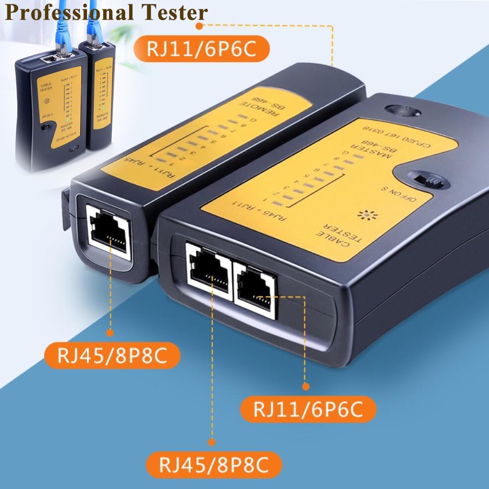 LEATBUY Crimper Ethernet Kit CAT5 CAT6 Crimping Tool RJ45 Crimp Set for RJ11 RJ12 for Pass Through with 50PC Connector 50PC Cover Ethernet Network LAN Cable Wire Stripper((ORANGE) - Image 4