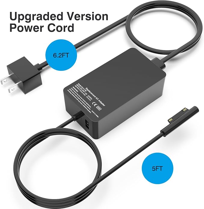 [Upgraded Version] Surface Pro Charger 65W for Surface Pro 3/4/5/6/7/8/9/X Power Supply Adapter, Compatible for Both Microsoft Surface Book Laptop/Tablet，Works with 65W&44W&36W&24W (10 Ft Cord) - Image 4