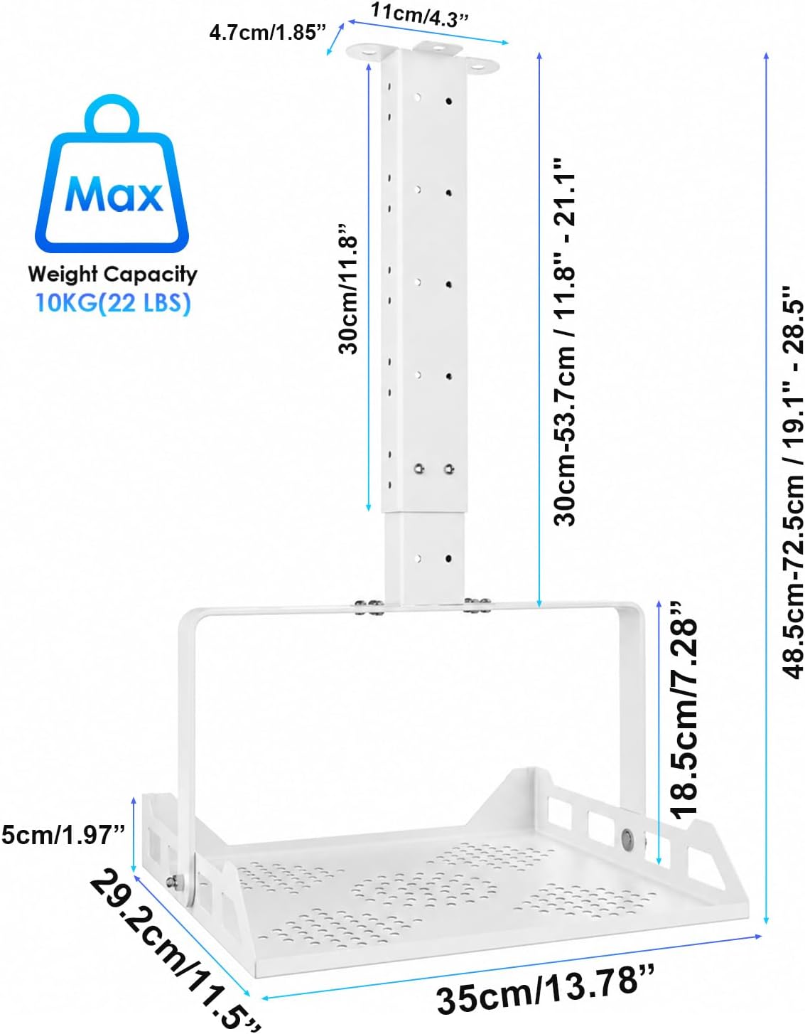 3 in 1 Projector Ceiling Mount with Tray, Height Adjustable, 90° Tilt - Image 2