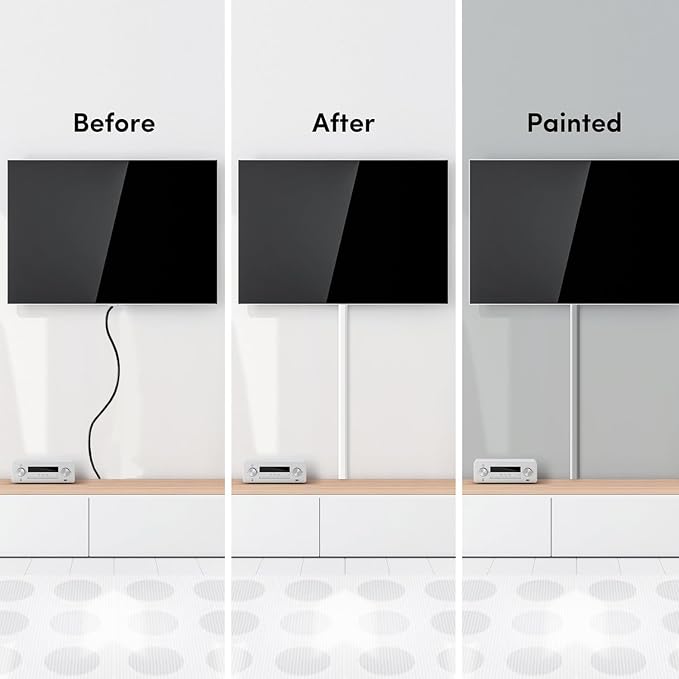EVEO Cable Hider - One Cord Hider 306” Cord Cover Wall Cable Hider, Cable Concealer, Wire Hiders for TV on Wall. Cable Management, Cord Hider Cable Raceway Wire Covers for Cords - Small | White - Image 6