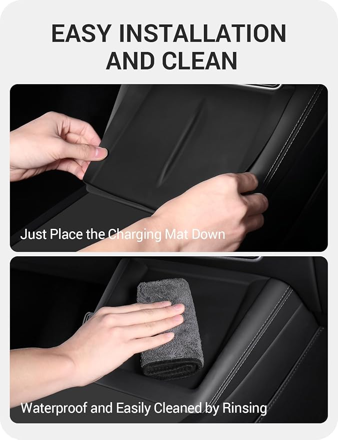BASENOR Center Console Wireless Charger Mat for 2024-2026 Model 3 Highland | Silicone Cover Wireless Charging Phone Pad [Proprietary Design] Interior Accessories - Image 9