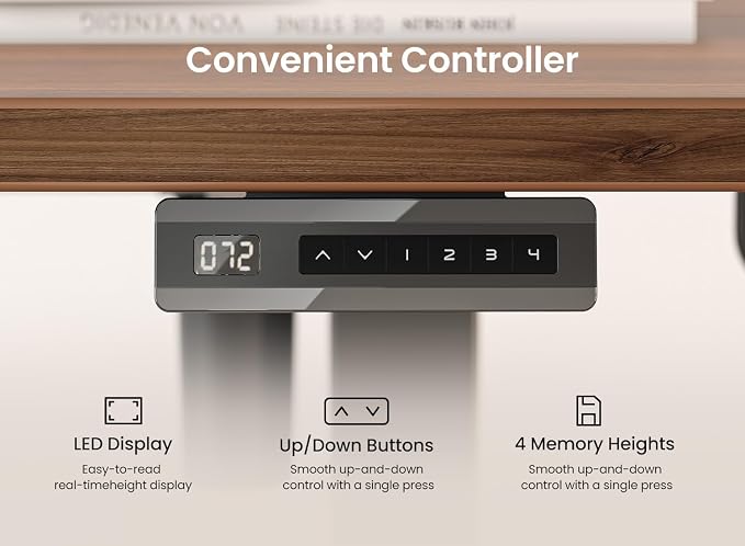 BANTI 63 × 28 Inches Standing Desk, Ergonomic, Electric Height Adjustable, Sit and Stand Up, Computer Desk with a Deeper Desktop, Black Frame/Black Walnut Top - Image 7