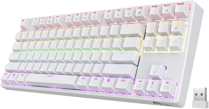 RK ROYAL KLUDGE RK87 Sink87G RGB Wireless Mechanical Keyboard TKL Gaming | 87 Keys Wireless 2.4G Tenkeyless Gaming Keyboard with Programmable Software, No Numbpad Compact Wireless Keyboard by RKROYALKLUDGE