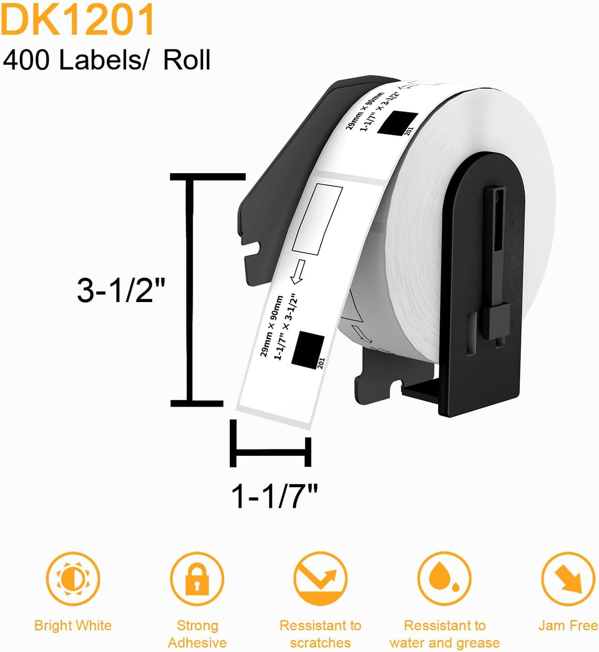 (12 Rolls + 1 Frame, 4800 Labels) Labelebal Compatible 1-1/7" x 3-1/2"(29mm x 89mm) Direct Thermal Labels Replacement for DK-1201 Shipping Mailing Postage Address Compatible for Brother QL Printer - Image 2