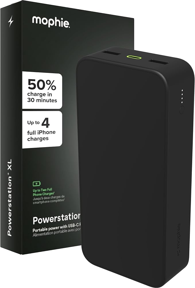 mophie Powerstation XL Power Bank 2023-20,000 mAh Large Internal Battery, (2) USB-A Ports and (1) 20W USB-C PD Fast Charging Input/Output Port, Travel-Friendly by ZAGG