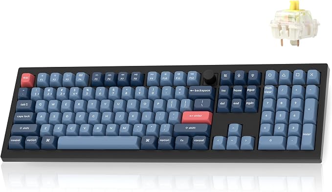 Keychron V6 Max Wireless QMK Mechanical Keyboard 2.4 GHz & Bluetooth | Full-Size Layout Custom with Hot-swappable Gateron Banana Switch RGB Backlight Compatible with Mac Windows Linux - Black by Keychron