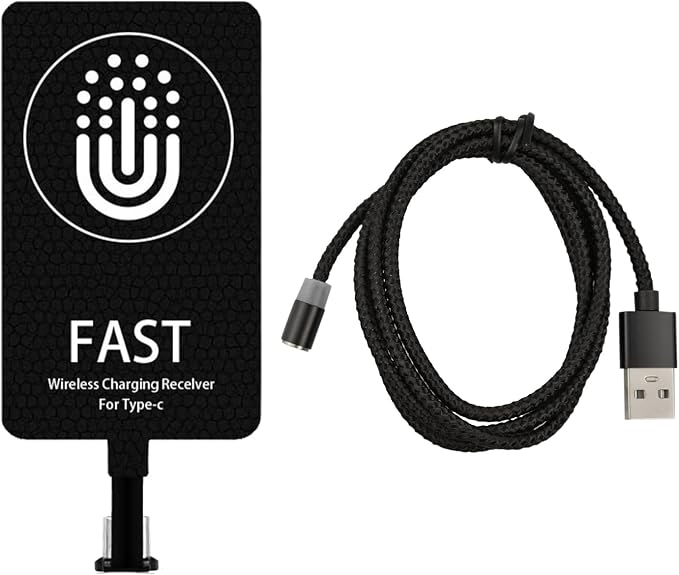 10W Wireless Charging Receiver, Magnetic Type C Adapter for USB Phones | Magnetic 2-in-1 design thin profile. Works with Qi pad. Foldable plug for pocket or bag For home office and travel by Unknown