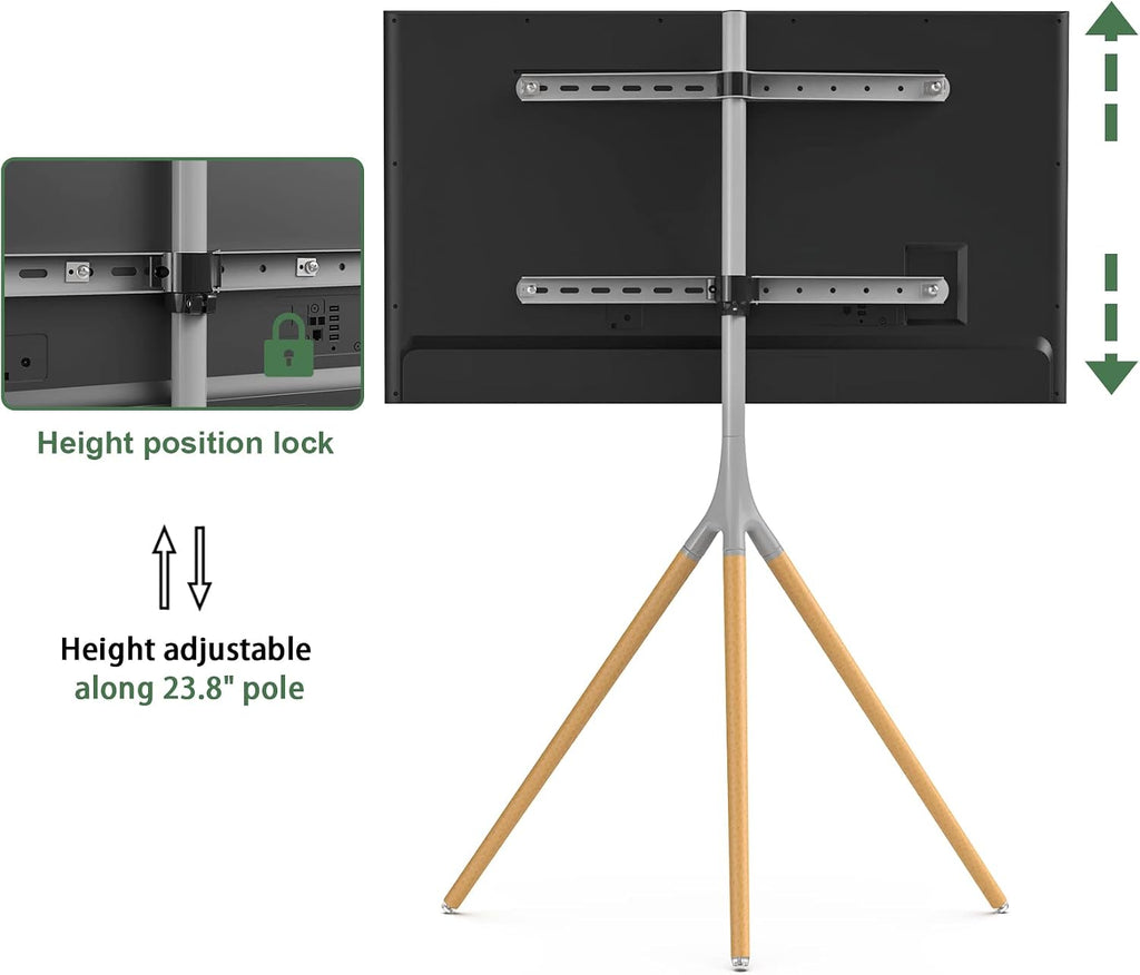Gray TV Easel Stand with Tripod Base for 45-65 inch Screens - Image 5