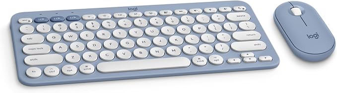 Logitech Pebble 2 Combo Mac Wireless Keyboard and Mouse - Tonal Blue | Slim, quiet, portable, customizable, Bluetooth, Easy-Switch, for Mac, macOS, iPadOS by Unknown
