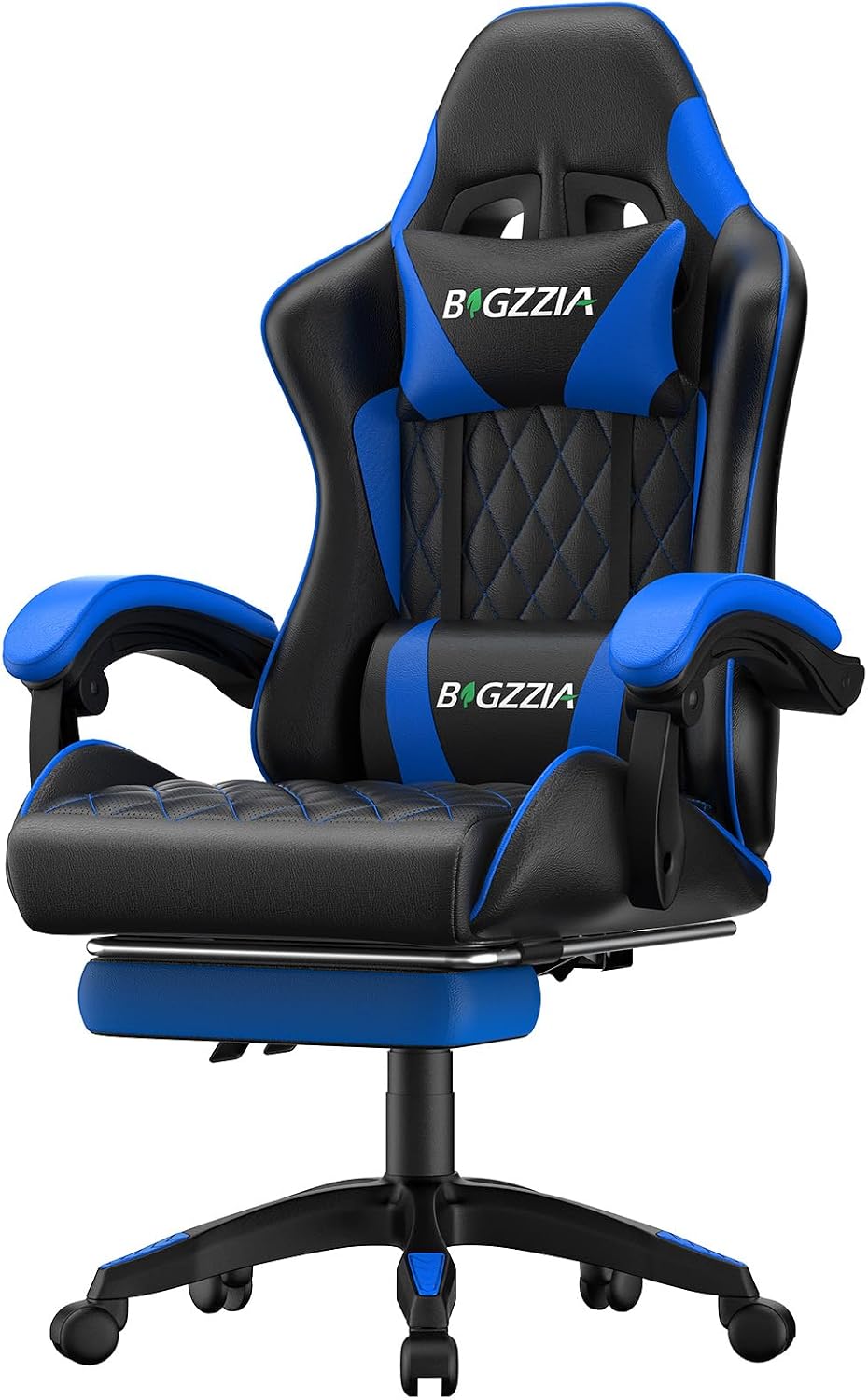 Bigzzia Gaming Chair with Footrest, Comfortable Gamer Chairs Blue by Bigzzia