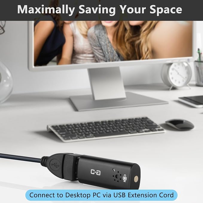 Upgrade USB Microphone with Touch Mute for Laptop & Desktop Computer | Plug-and-Play Condenser Mic with Mute LED Indicator, Clear Audio for Calls, Meetings, Study & Travel - Image 6