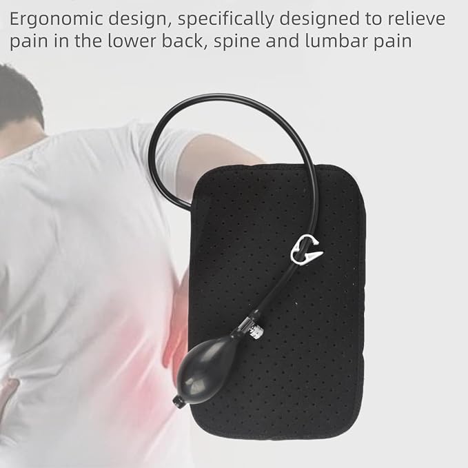 Inflatable Lumbar Support Pillow for Car Seat, Office Chair Bed, Home Use, with Air Pump Airbag Waist Brace Lumbar Traction Belt Back Support Cushion for Reducing Lower Back Pain - Image 8