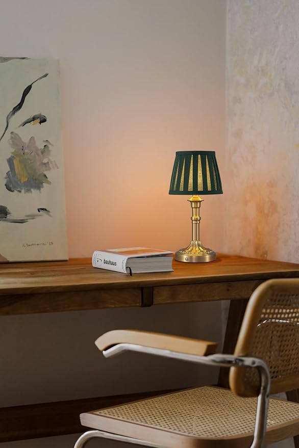 KDG Gold Cordless Table Lamps Set of 2, Green Fabric Shade Small Desk Lamp | Portables 4000mAh Battery Powered, LED Lighting, 2700K Stepless Dimmable, Light for Living Room, Dining Room, Bedroom - Image 7