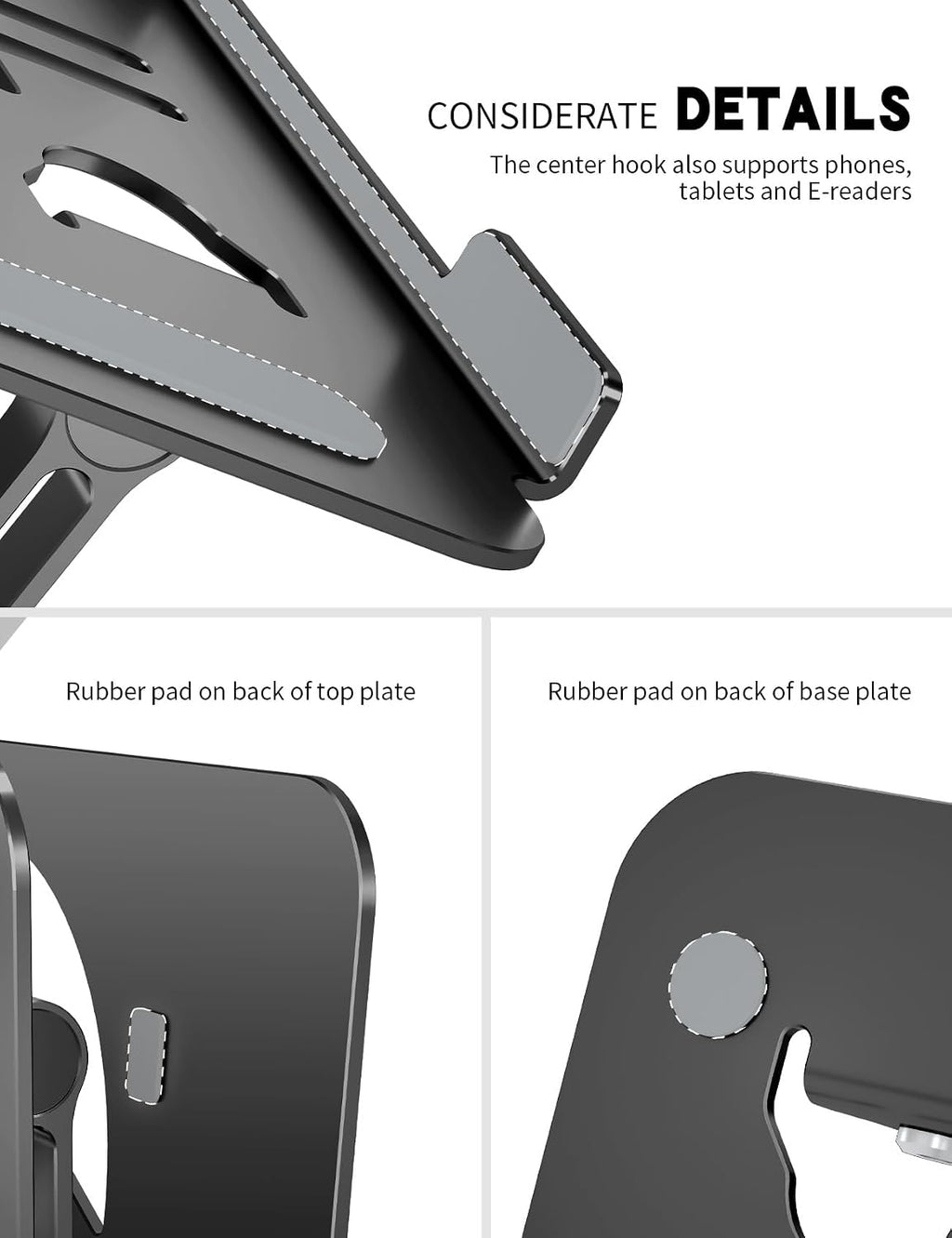 Z-Shaped Laptop Stand for Desk Fits 10"-16" Notebook, Black - Image 3