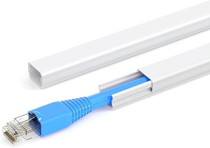 ZhiYo 102" White Cord Cover for 1 Wire, Small Size, 0.59" W x 0.4" H | Fits Up to 1 Thick Extension Cord, Self-Adhesive for Easy Install, Lightweight PVC Helps Stay Secure, Paintable Cord Hider by ZhiYo