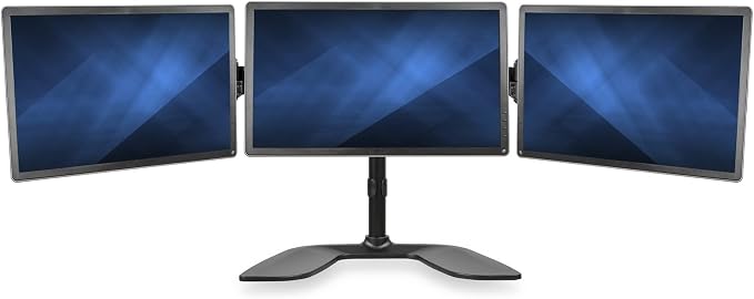 StarTech Triple Monitor Stand 13in to 27in, VESA, Black (ARMBARTRIO2) | For Monitors 13" to 27" (17.6lb/8kg), Adjustable VESA Computer Stand for 3 Screen Setup, Steel, Articulating - Image 2