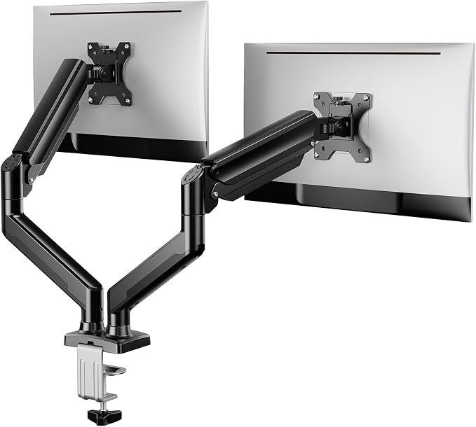 ErGear Dual Monitor Stand up to 33 inches Screen, Load-Bearing Max 22 lbs Each Arm, Adjustable Dual Monitor Mount, Sturdy Steel vesa Monitor Mount with Stable VESA 75x75 100x100mm by ErGear
