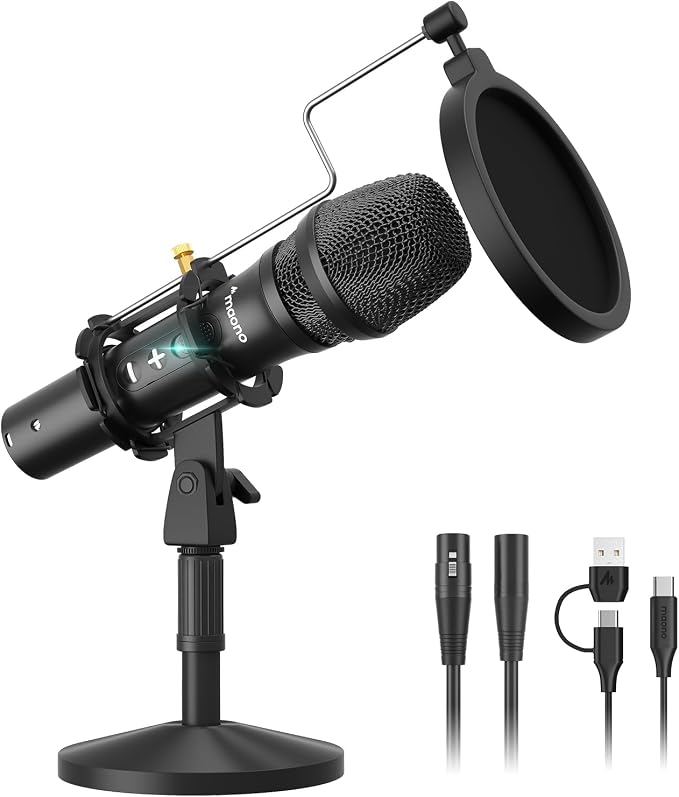 MAONO HD300T USB/XLR Dynamic Podcast Microphone for PC & Audio Interface | Studio Mic with Volume Control, Headphones Jack, Shock Mount, Pop Filter for Vocal Record Streaming Content Creation Singing by MAONO
