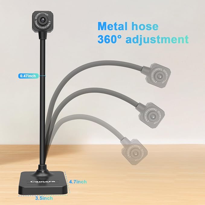 USB Document Camera for Teachers,Manual Focus Webcam with Mic,Fold for Mac/Windows/Chromebook - Image 6