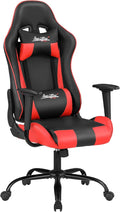 Gaming Chair Office Chair Desk Chair with Lumbar Support Headrest Armrest Task Rolling Swivel Ergonomic E-Sports Adjustable PC Gamer Chair (Red) by BestOffice