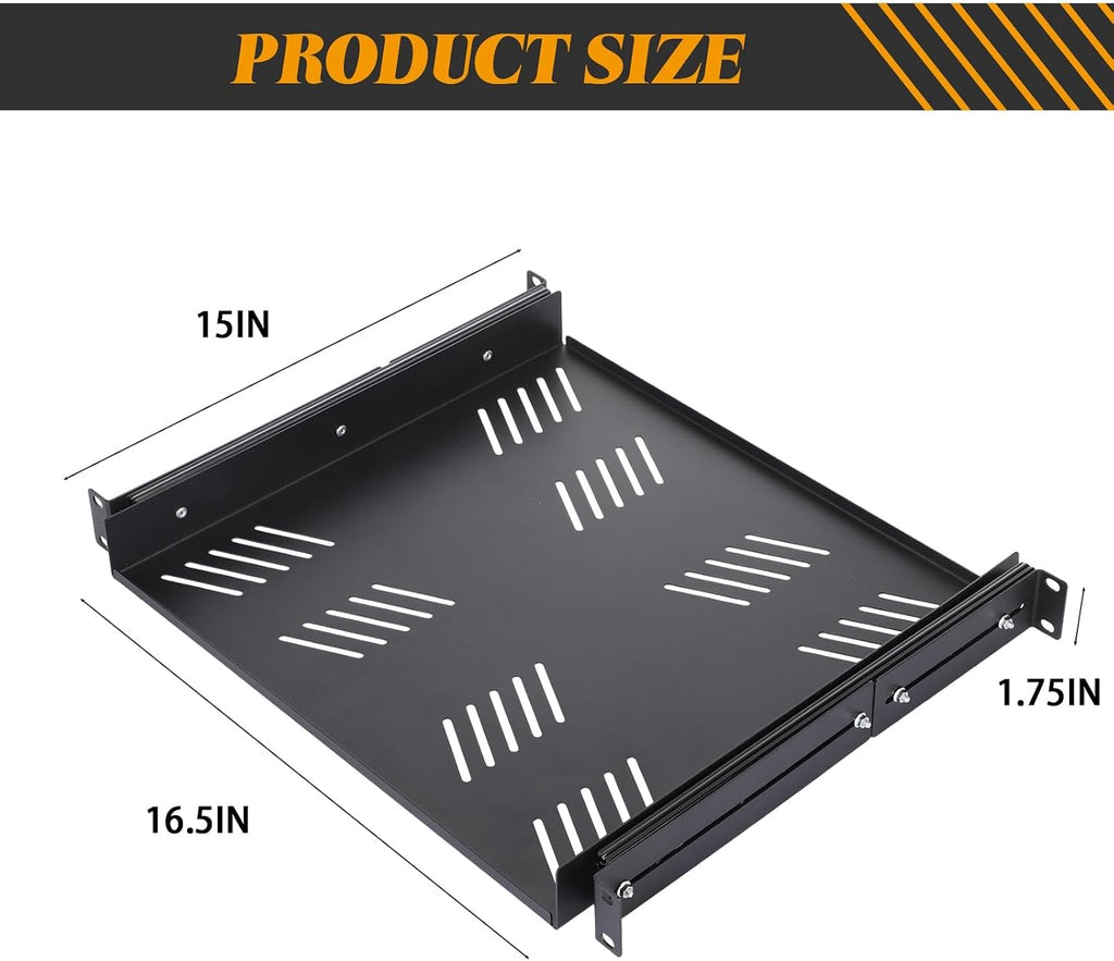 2 Pcs 1u Sliding Rack Shelf, Adjustable Mounting 15-29 Inch Depth - Image 2