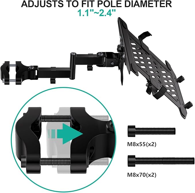 WALI Laptop Pole Mount, Adjustable Laptop Arm Holder Fits 10"-15.6" Laptops, 2-in-1 Full Motion Monitor Mount with Removable Tray, VESA 75x75 or 100x100 mm, Holds up to 15.4lbs(011ARMLPN), Black - Image 7