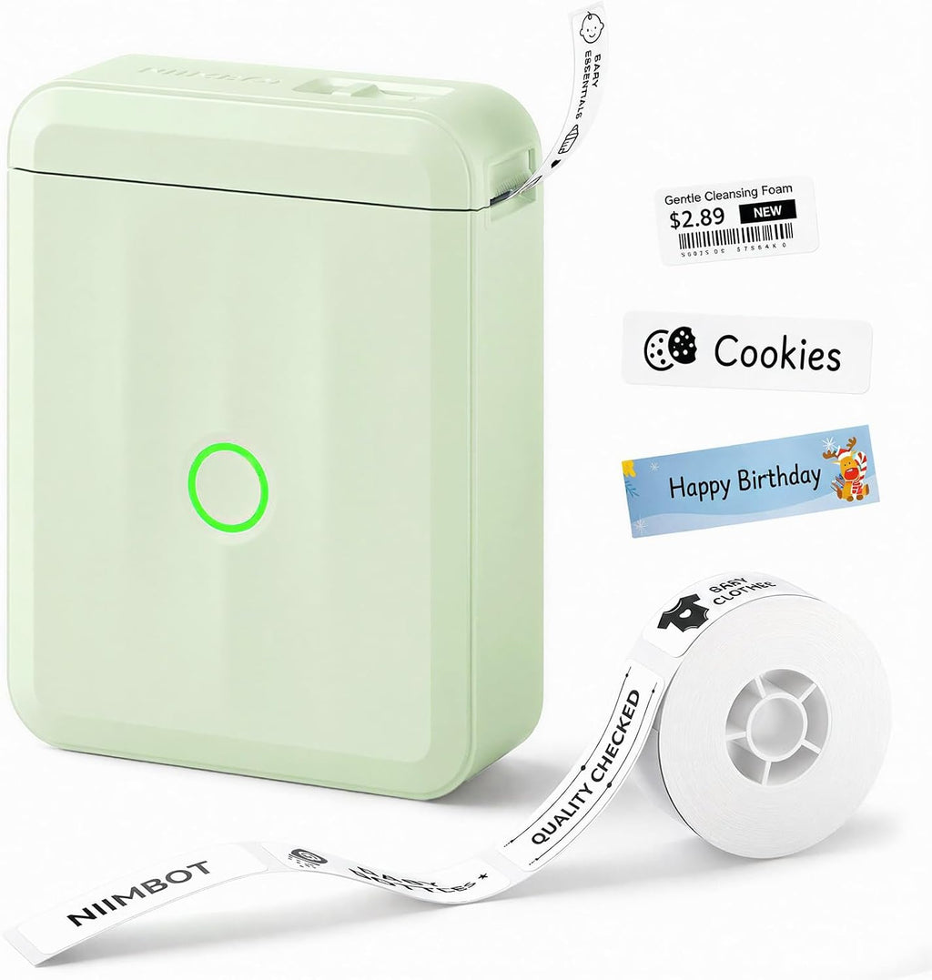NIIMBOT D110 Label Maker Machine with Tape, Bluetooth Label Printer, Green by NIIMBOT
