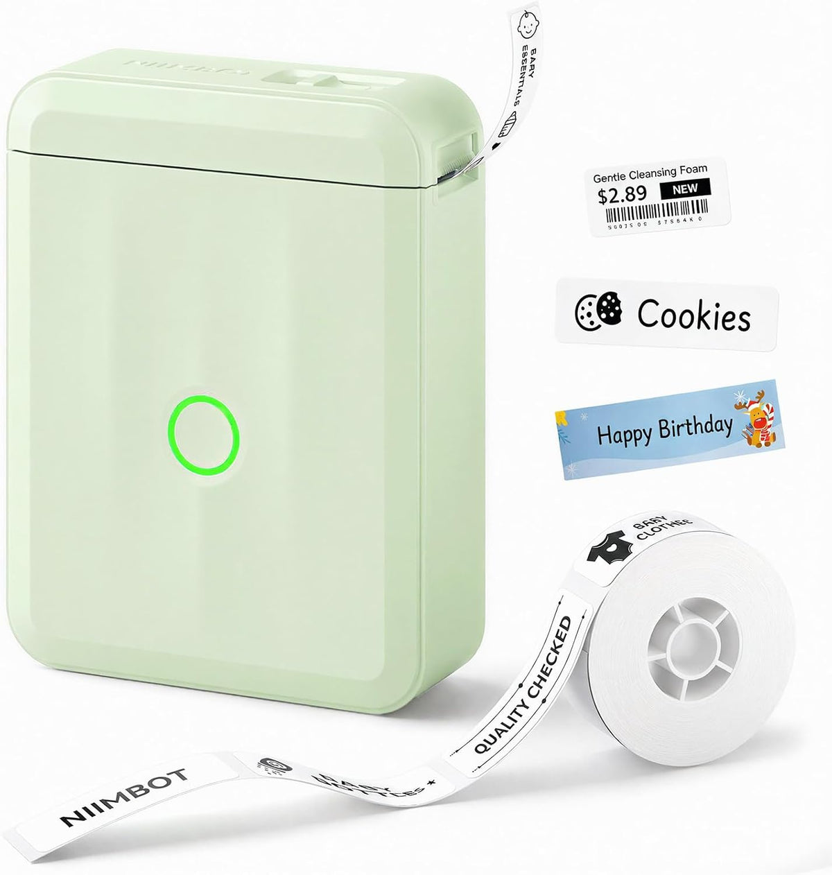 NIIMBOT D110 Label Maker Machine with Tape, Bluetooth Label Printer, Green by NIIMBOT