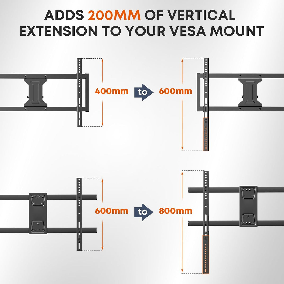 Vertical VESA Extender Plate Bracket Kit, Up to 8.36" Downward Extension - Image 4
