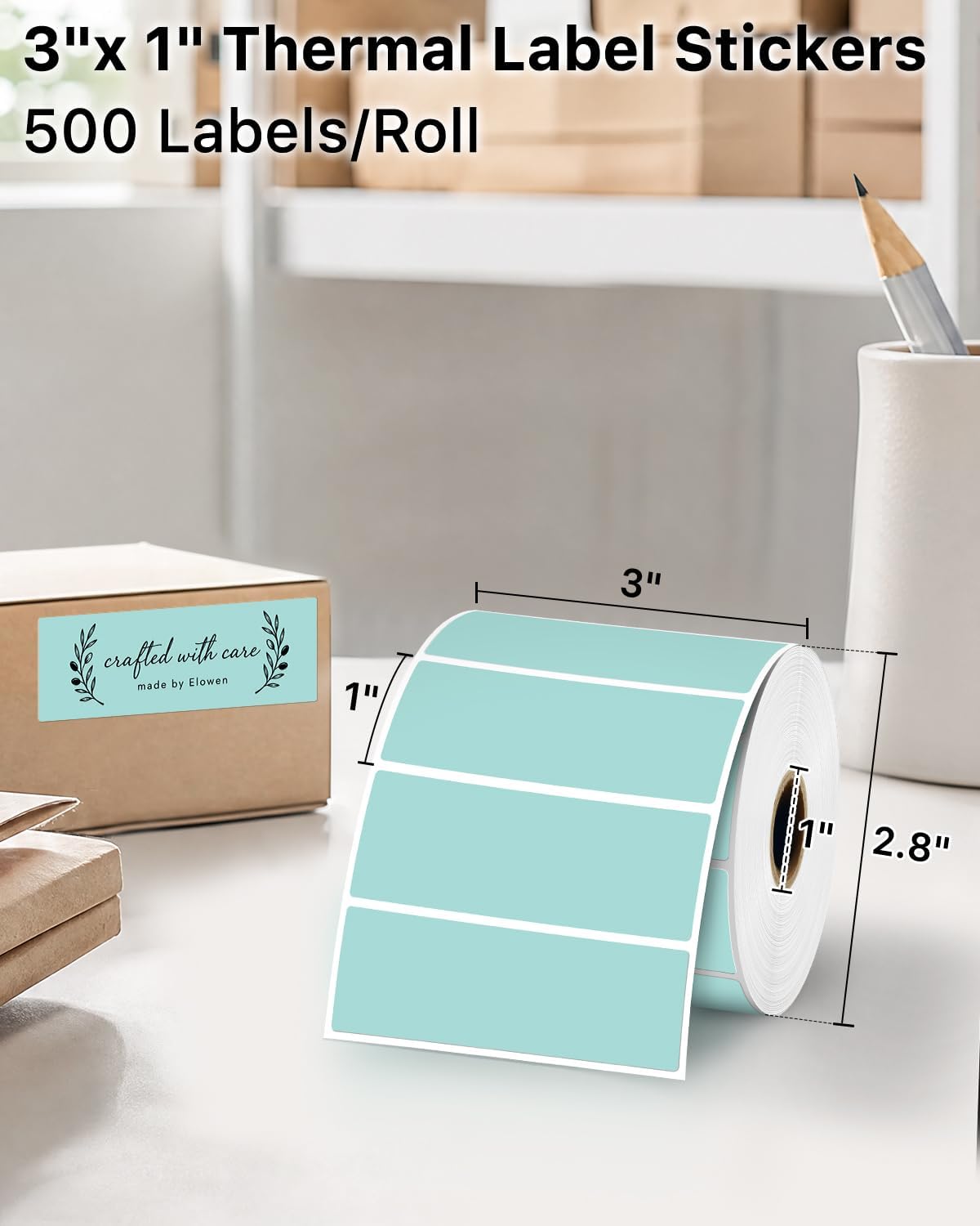 iEager 3x1 Inch Thermal Labels, Green Durable Thermal Printer Stickers - Image 2