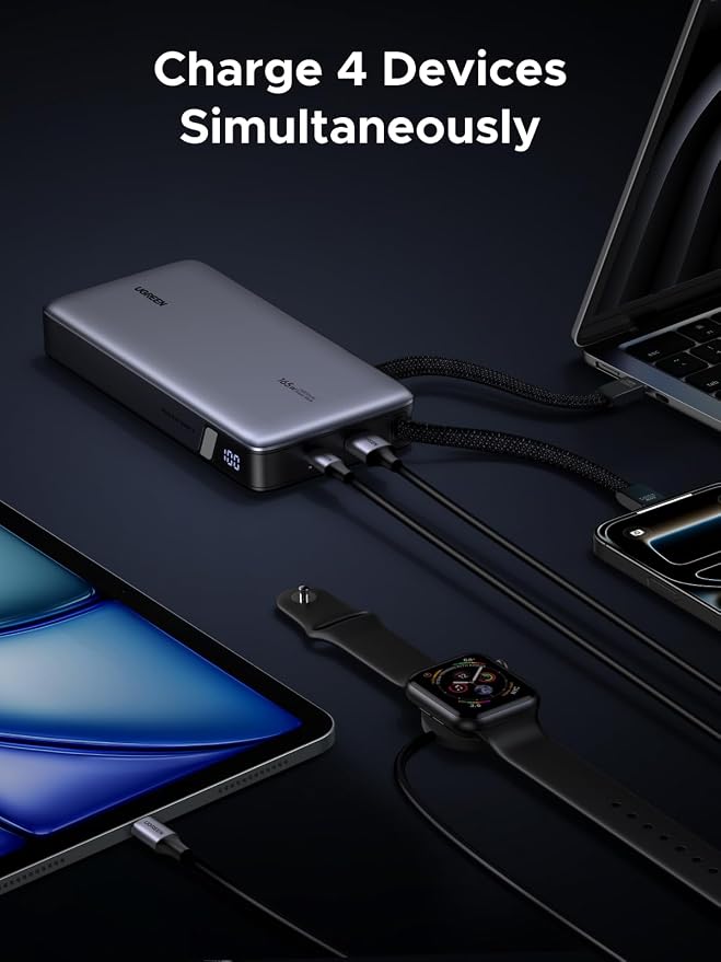 UGREEN Nexode 20000mAh 67W Built-in USB-C Power Bank for iPhone 17 | 2 built-in USB-C cables, 90Wh. Fast charges for MacBook, iPad, Samsung, Dell, HP, Lenovo. for business travel. - Image 6
