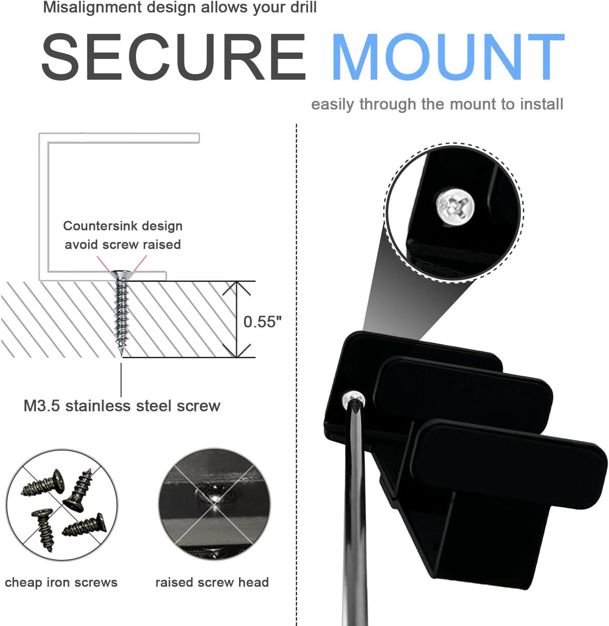 IFCASE 2 Tier Heavy Duty Metal Under Desk Laptop Mount (Black) - Image 4