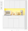 Pantry Cabinet with Charging Station, Kitchen Pantry Cabinet by TEENFON