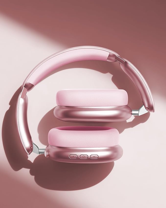 Wentronic Y02 Active Noise Cancelling Wireless Headphones, Pink | Over-Ear, Bluetooth, 60H Playtime,Crystal Clear Calls, Hi-Res Audio, Big Bass, Foldable Lightweight for Travel Home Office - Image 3