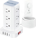 Power Strip with 12 Outlets 4 USB (1 USB C), 10Feet Extension Cord with Multiple Outlets, Charging Station, Power Strip Tower, Home Office Desk Supplies by SMALLRT