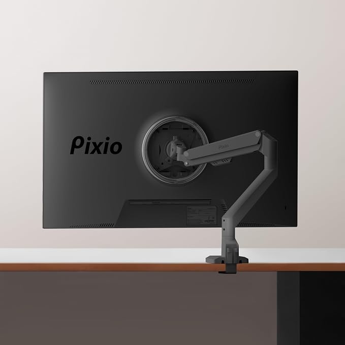 Pixio PS1S Wave Black Single Monitor Arm Stand Desk Mount - Fits up to 32 inches Monitors and up to 19.8lbs. VESA Compatibility and Integrated Cable Management - Image 7