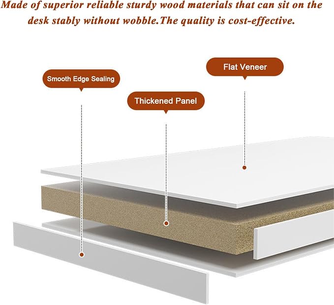 Stable Wood Computer Monitor Stand for Desk Organizer, Anti-slip Computer Riser Monitor Shelf for PC Laptop Notebook Home & Office (White) - Image 6