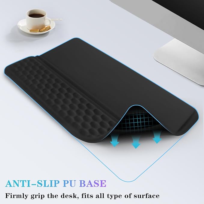 Computer Keyboard Stand with Wrist Rest, Ergonomic Tilted Keyboard Holder - Keyboard Riser with Wrist Pad - Keyboard Tray Support for Office Home - Black - Image 5