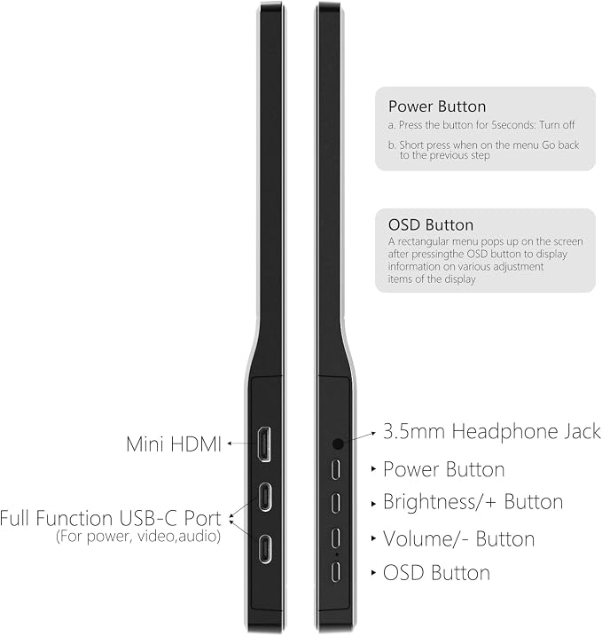 Anyuse 15.6" FHD IPS USB-C HDMI Portable Monitor | 15.6" FHD IPS ultra-slim zero-frame, kickstand, USB-C/HDMI, for PC/Mac/Phone/PS/Xbox/Switch, gaming. - Image 8