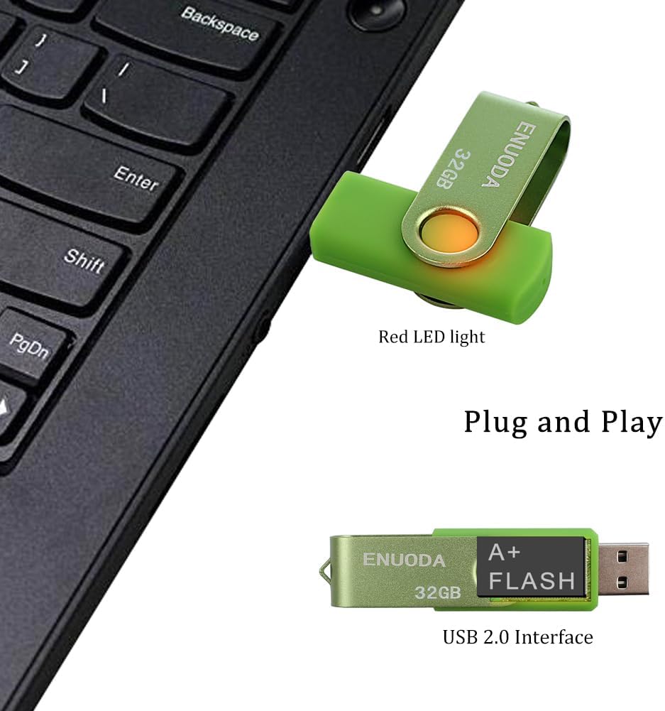 32GB Flash Drive 5 Pack ENUODA Thumb Drives 32GB Swivel Design USB 2.0 Memory Stick Jump Drive Pen Drive for Storage and Backup (5 Colors) - Image 4