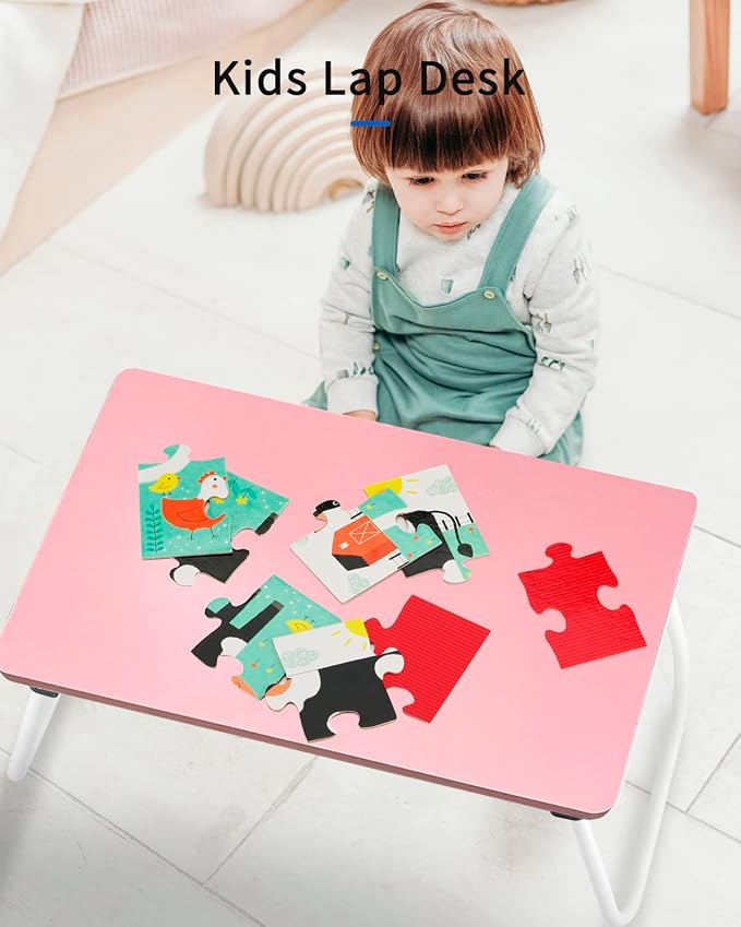 Ruxury Folding Lap Desk Laptop Stand Bed Desk Table Tray, Breakfast Serving Tray, Portable & Lightweight Mini Table for Sofa Couch Floor - Pink - Image 5