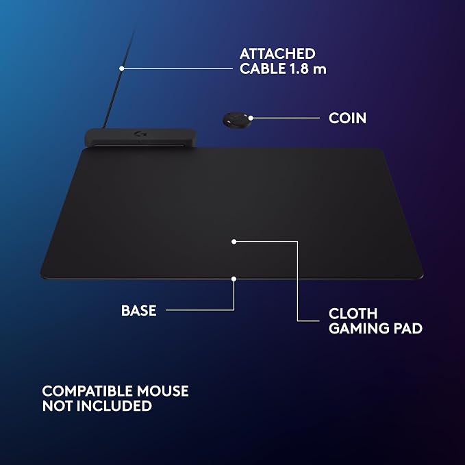 Logitech G POWERPLAY 2 Wireless Charging Mouse Pad - Black | For Logitech G compatible wireless mice only, for PC/Mac, cloth and hard surfaces included - Image 6