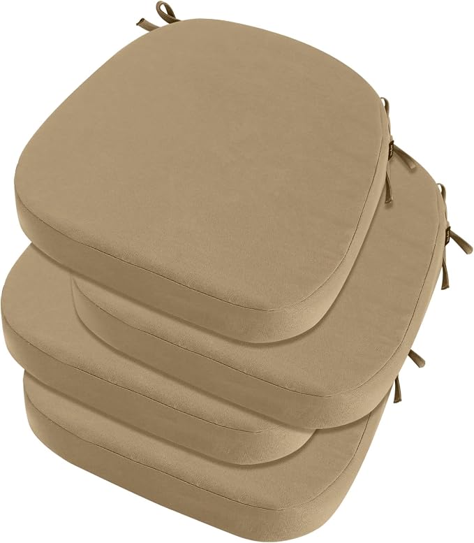 idee-home Outdoor Chair Cushions Set of 4, 17" x 17" D-Shaped | Thick Outdoor Seat Cushions Waterproof Patio Furniture with Ties Dining Pads by idee-home