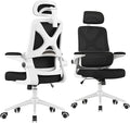 Ergonomic Office Chair - Desk Chair with Adjustable Headrest Lumbar Support Computer Chair - Mesh Comfy Chair with Flip-up Armrests - Gaming Chairs for Adults Home Office 330 LBS (White+Black) by Apusen